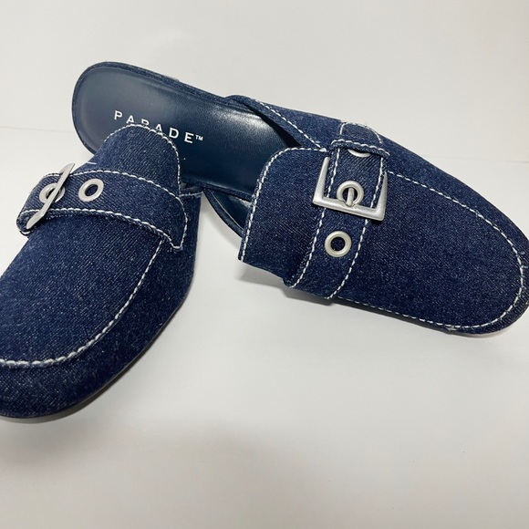 Parade size 9 formal denim royal blue silver buckle low chunk Slip on loafers - Picture 4 of 6